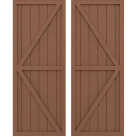 Americraft 6-Board Wood 2 Equal Panel Frmd Board-n-Batten Shutters W/ Dubl Z-Bar, ARW102BF621X84BTH